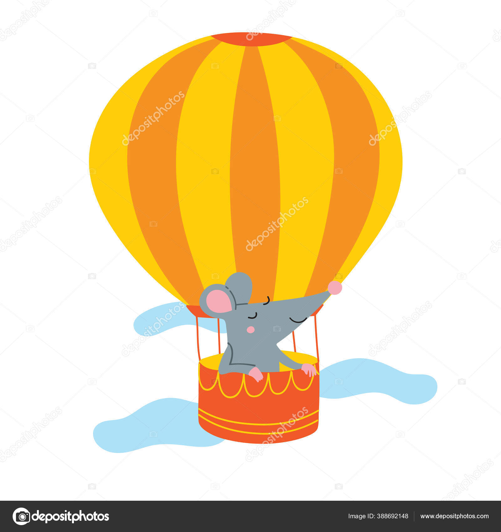 Vektor Ilustrasi Tikus Balon Udara Dengan Warna Datar Kekanak Kanakan Stok Vektor C Samiola 388692148