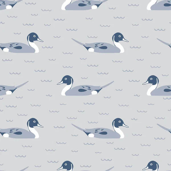 Modèle Sans Couture Natation Canard Pilet Cette Illustration Canard Peut — Image vectorielle