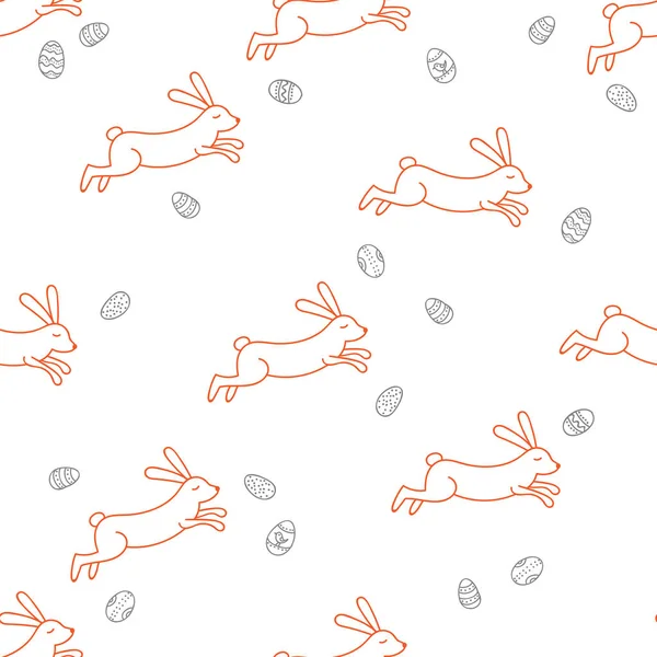 运行兔子无缝模式 可印刷和用作包装纸 纺织品 童装等 — 图库矢量图片