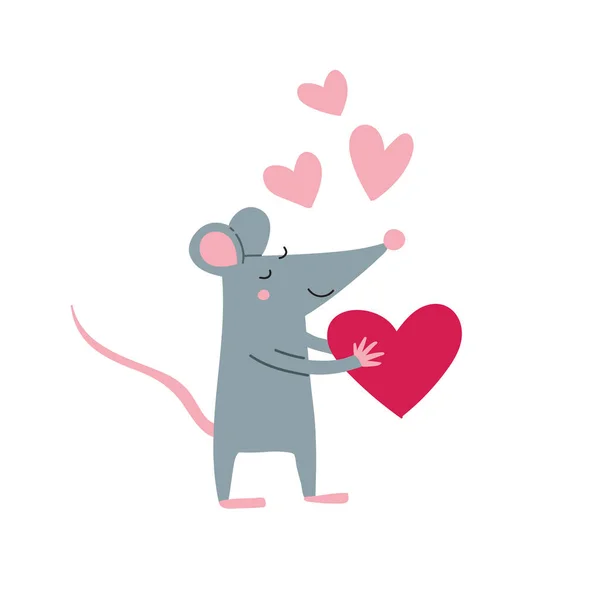 Векторная Иллюстрация Влюбленного Крысиного Мужчины Красочном Плоском Детском Стиле Использован — стоковый вектор