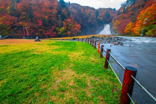 Hojas Cambio Color Hermosa Cascada Otoño Hojas Yamagata Japón —  Fotos de Stock