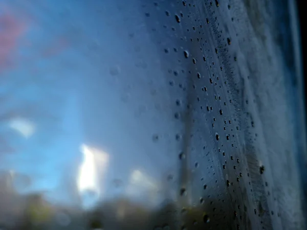 Wassertropfen Auf Der Windschutzscheibe Wassertropfen Das Äußere Sieht Die Schatten — Stockfoto