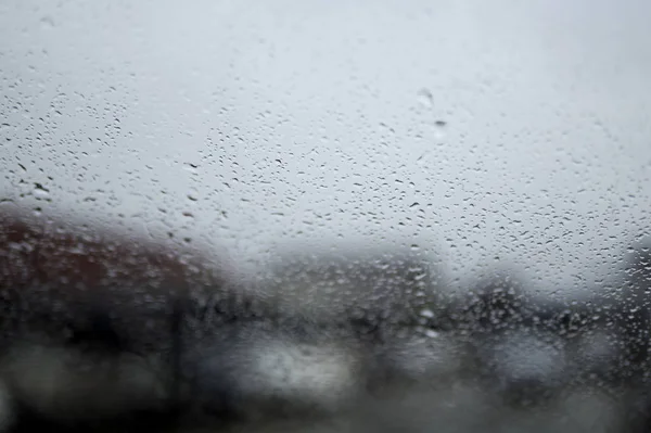 Rain Drops Glass Car Soft Focus — Stock Photo, Image