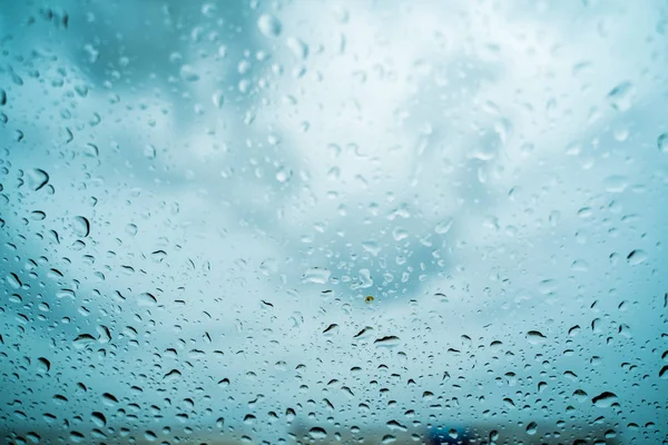 Gocce Pioggia Sul Parabrezza Sera Quando Piove Forte — Foto Stock