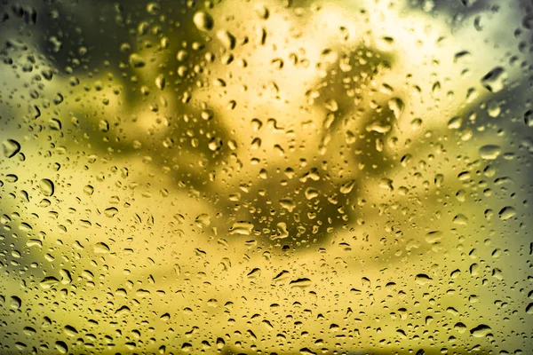Rain drops on the windshield In the evening when heavy rain.shallow focus effect.