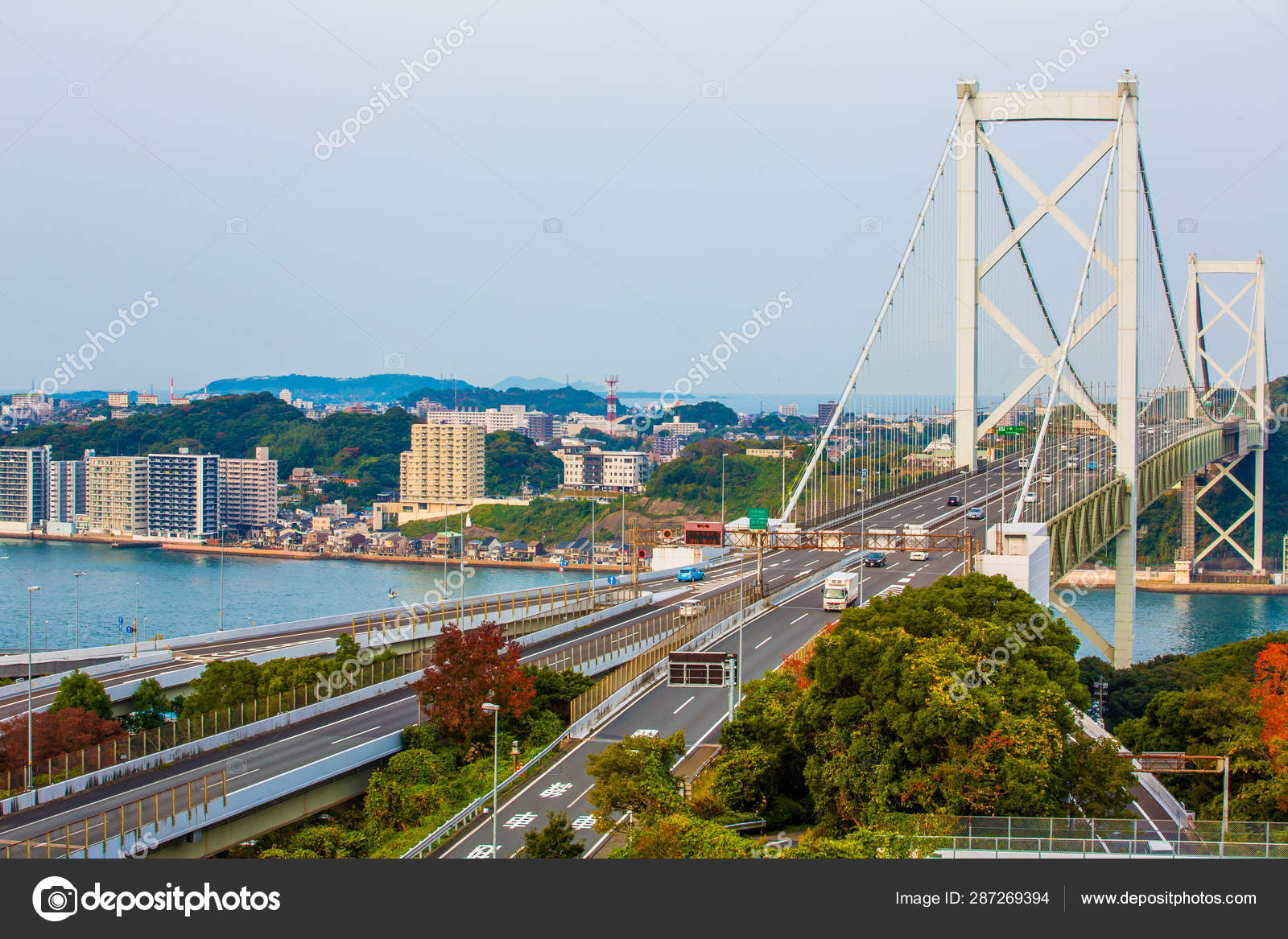Kanmon Strait And Kanmonkyo Bridge Kanmonkyo Bridge Connects Hon Stock Photo Image By C Diew