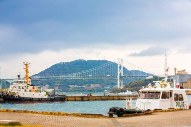 Kitakyushu, Japonya-22 Kasım 2016: Mojiko Port ve Kanmonky