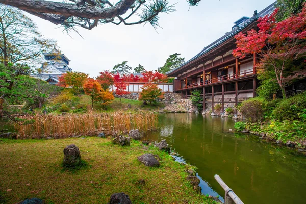 Japanese style garden, the background is Kokura Castle was built