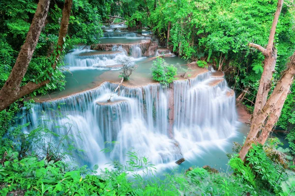 Huai Mae Kamin waterfall Srinakarin at Kanchanaburi, in Thailand — Stock Photo, Image