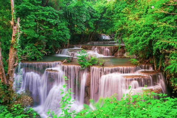 Huai Mae Kamin waterfall Srinakarin at Kanchanaburi, in Thailand — Stock Photo, Image