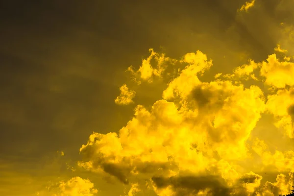 Crepúsculo Cielo Lleno Cirros Dorados Forma Nubes Fondo Naturaleza — Foto de Stock