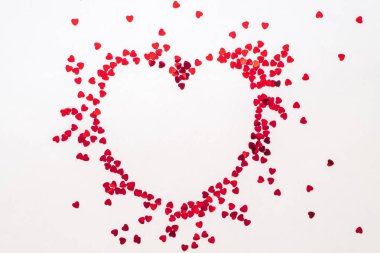 Sevgililer günü arka plan ile kırmızı Kalpler, üstten görünüm