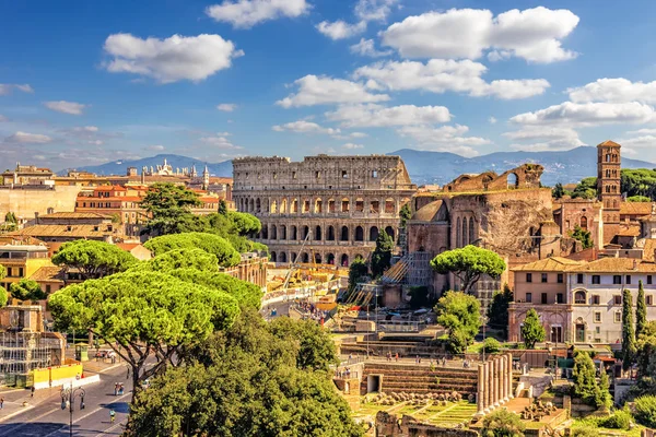 Colosseum Forum Romanum Vittoriano Nyári Lövés — Stock Fotó