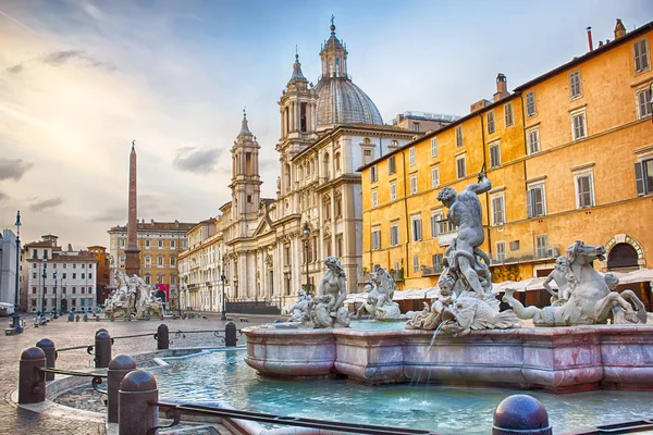 Fuente Neptuno Piazza Navona Roma —  Fotos de Stock
