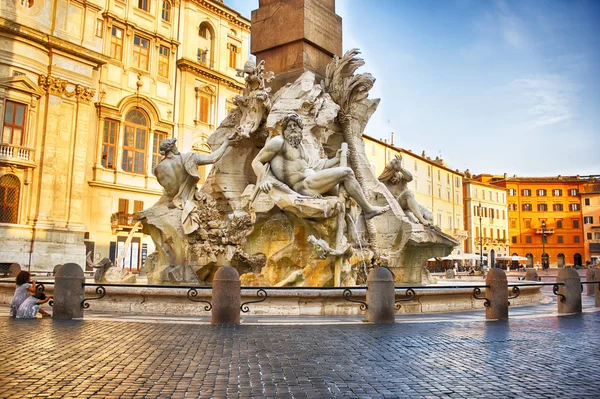 Fontana Dei Quattro Fiumi Del Bernini Piazza Navona — Foto Stock