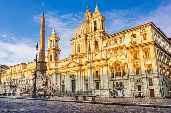 Palazzo Pamphili Chiesa Sant Agnese Agone Fontana Dei Quattro Fiumi — Foto Stock