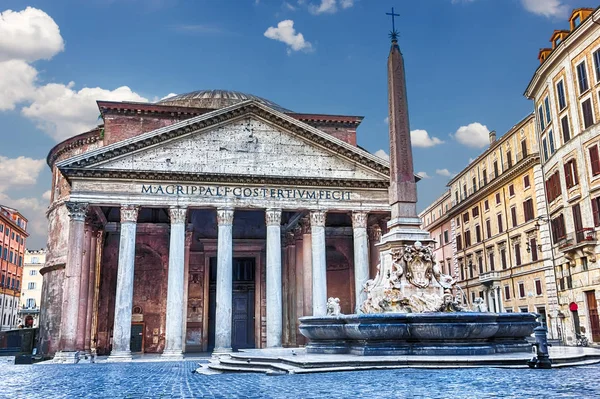 Vista Sul Pantheon Fontana Piazza Della Rotonda — Foto Stock