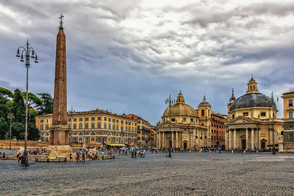 Roma Italia Agosto 2018 Veduta Piazza Del Popolo Con Chiese — Foto Stock