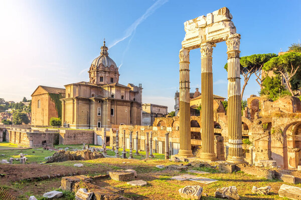 Ruins of the Caesar Forum and the Temple of Venus Genetrix in Rome, Italy