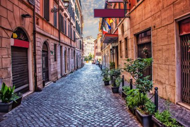 Eski İtalyan Street Via di S. Martino AI Monti Roma şehir merkezinde