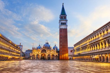 Piazza San Marco Venedik, sabah erken, hiçbir insan