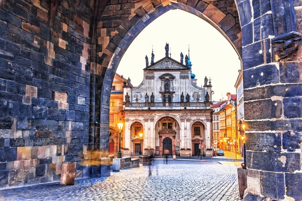 St. Salvator Church, view from the arch in Old Town Tower, Pragu — Stock Photo, Image