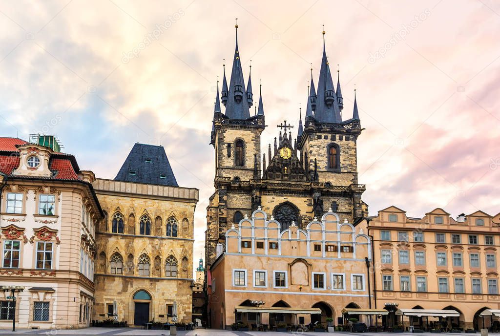 Old Town Square with the House at the Stone Bell and the Church 