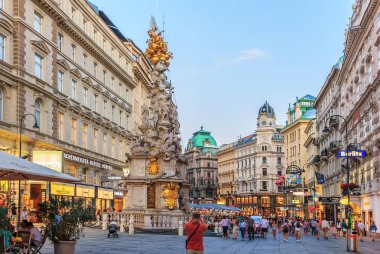 Vienna, Avusturya - 19 Ağustos, 2018: Graben, ünlü bir sokakta bir 