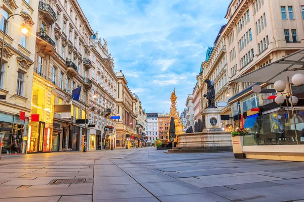 Pusty Plac Graben, ulicy handlowej w Wiedniu, Austria, rano widok — Zdjęcie stockowe
