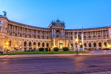 Hofburg Sarayı, akşam görünümünde ışıklar, Viyana, Avusturya