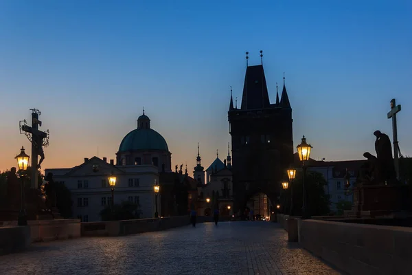 Charles Bridge Night View Prague Czech Republic — Stock Photo, Image