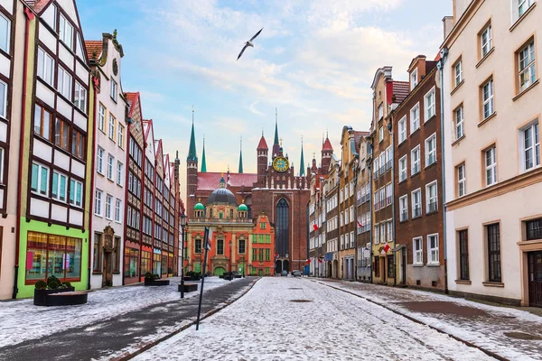 Medieval Street Gdansk Mary Church Poland People — стоковое фото