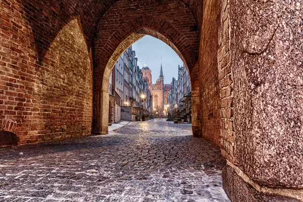 Calle Mariacka Gdansk Vista Desde Puerta Mariacka Polonia — Foto de Stock