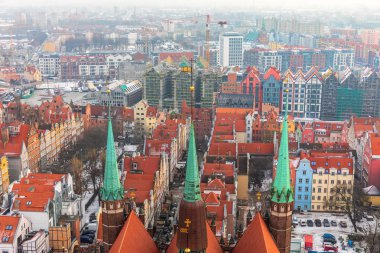 Kubbe St Mary Kilisesi, Polonya'nın Gdansk havadan görünümden.