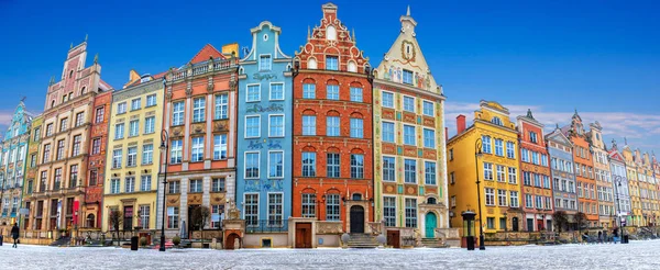 Panorama Gdańska, słynna polska ulica Długi Rynek — Zdjęcie stockowe