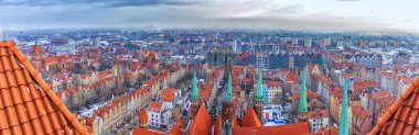 Gdansk hava panorama, St M Kilisesi tepesinden görünümü