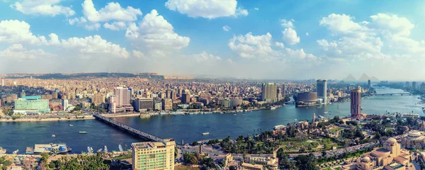 Panorama över Kairo, utsikt över Nilen och centrum, Egypten — Stockfoto