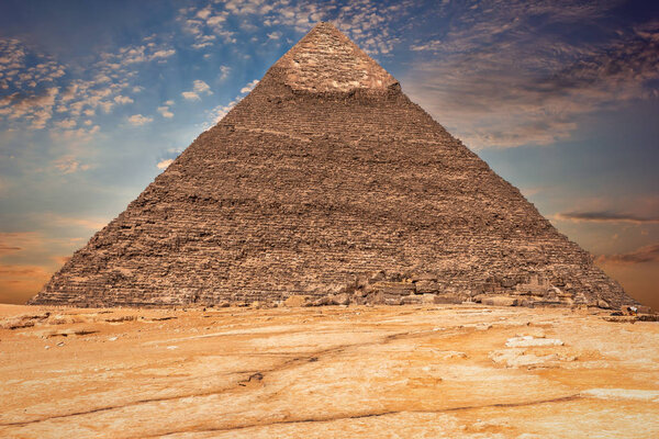 The Pyramid of Khafre in the clouds, Egypt