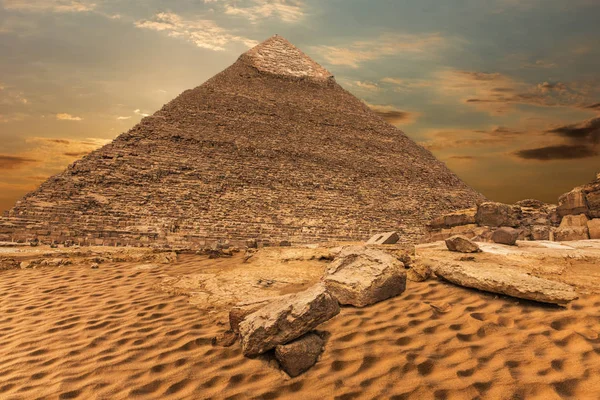 Пирамида Куре, прекрасный вид на пустыню, Гиза, Египет — стоковое фото