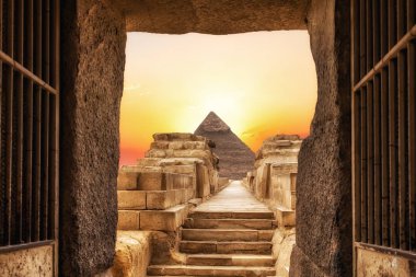 Chephrens Temple and the Pyramid of Chephren, Giza, Egypt clipart