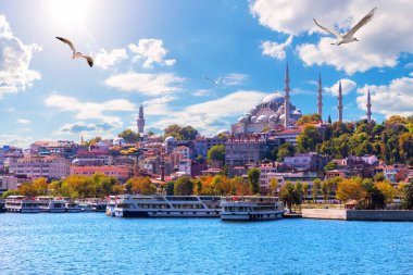 The Suleymaniye Mosque, beautiful view from the Golden Horn inlet, Istanbul, Turkey clipart