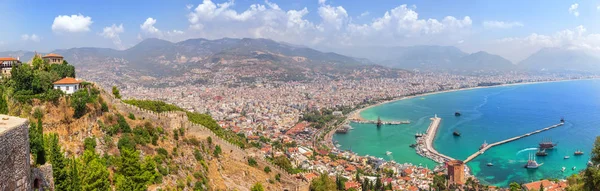 Panorama of Alanya, view on the port  from the Alanya castle, Tu — Stock Photo, Image