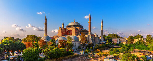 Panorama of Hagia Sophia in Istanbul, Turkey