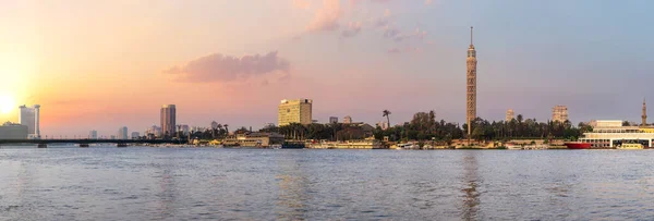 Cairo Tower Nilen Solnedgang Hovedstaden Egypten - Stock-foto