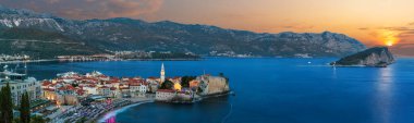 Budva hava manzaralı akşam manzarası, Karadağ