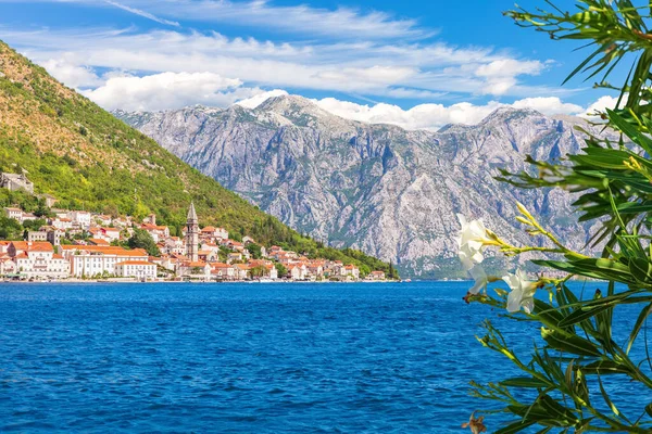 Perast Cidade Velha Baía Kotor Bela Vista Verão Montenegro — Fotografia de Stock