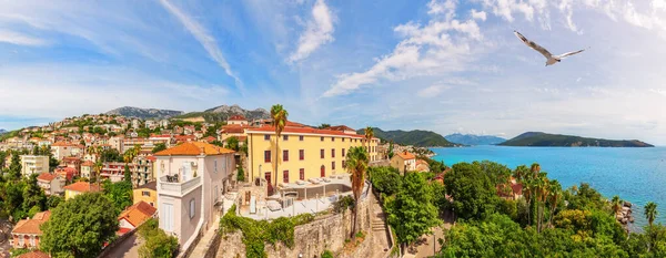 Herceg Novi Meraviglioso Panorama Aereo Montenegro — Foto Stock