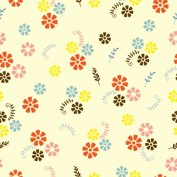Fleurs Champ Motif Vectoriel Illustration Sans Couture Pour Tissu Bébé — Image vectorielle