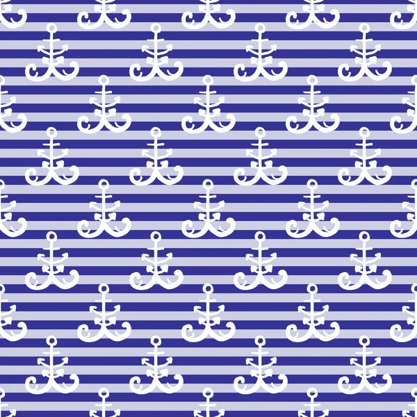 Anker Auf Stripy Hintergrund Nahtlose Muster — Stockvektor