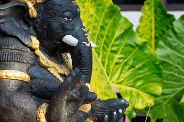 Heykel Ganesha bir bahçe balinese evde